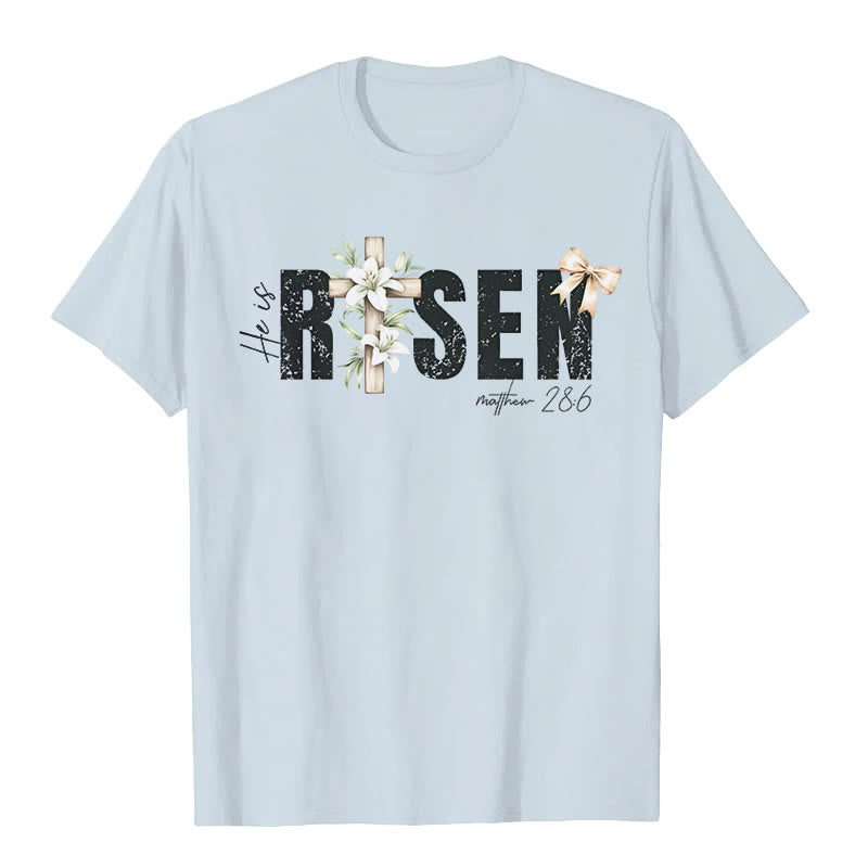 Maglietta a maniche corte "He is RISEN" Christianartworkshop - Blu - 2XL - image 5