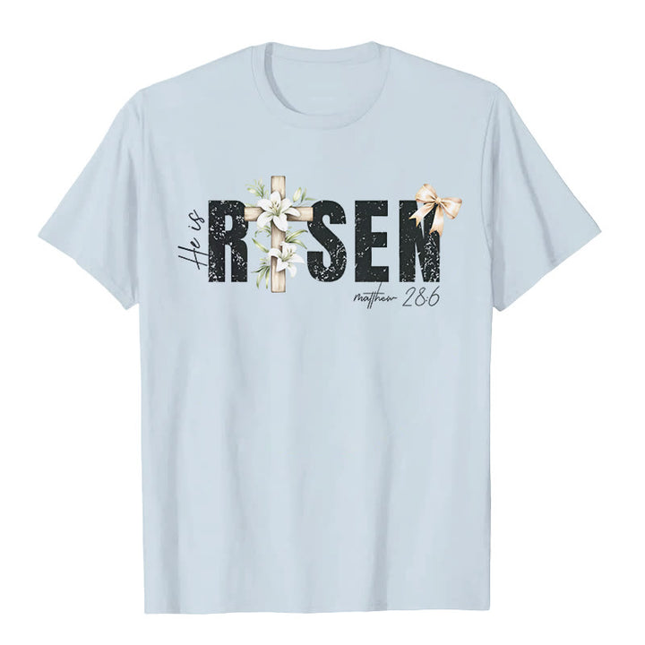 Maglietta a maniche corte "He is RISEN" Christianartworkshop - Blu - 2XL - image 5