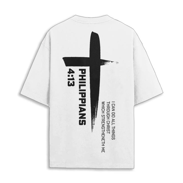 Christianartworkshop Filippesi 4:13 Forza Croce T-Shirt - Bianco - 2XL - image 3