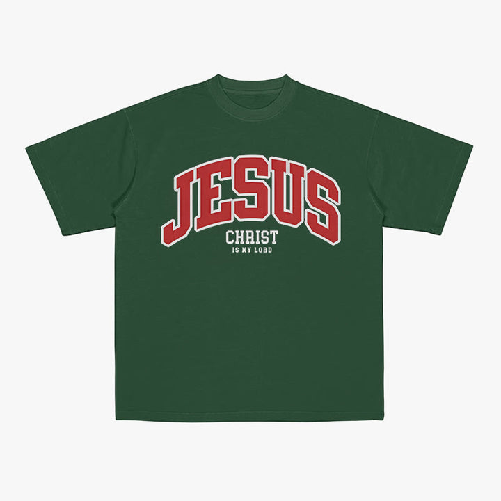 Maglietta cristiana "Gesù Cristo è il mio Signore" Christianartworkshop - Verde scuro - 2XL - image 6