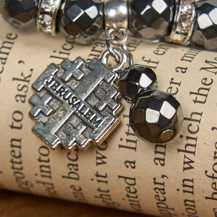 Christianartworkshop Braccialetto ispirato al calcolo biliare nero lucido di Gerusalemme: un simbolo di fede - image 6