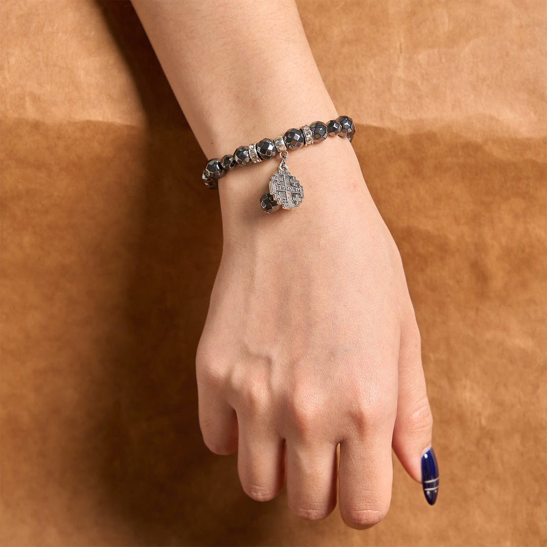 Christianartworkshop Braccialetto ispirato al calcolo biliare nero lucido di Gerusalemme: un simbolo di fede - image 2