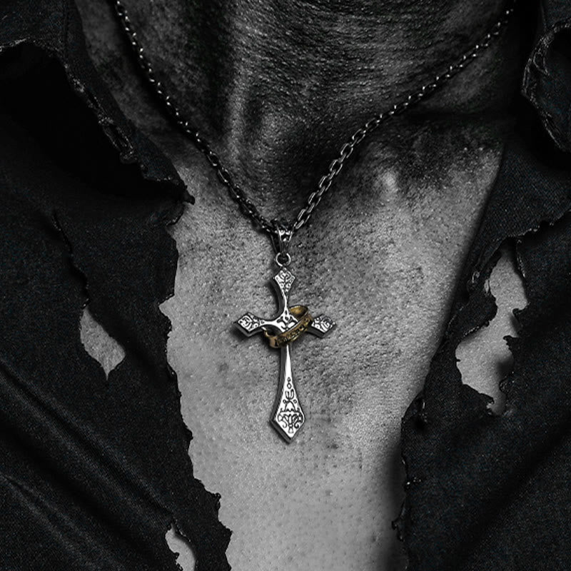 Collana moderna e minimalista con crocifisso in argento sterling 925 Christianartworkshop : un simbolo di talismano oscuro - image 1
