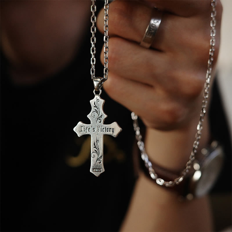 Collana con crocifisso vintage e classico in argento sterling 925 Christianartworkshop , simbolo della vittoria della vita: emblema del trionfo divino - Argento Sterling 925 - image 0
