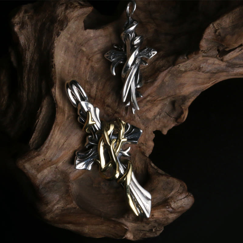 Collana con crocifisso a forma di vite in argento sterling 925, 2 stili, Christianartworkshop : libera la tua personalità oscura - image 1