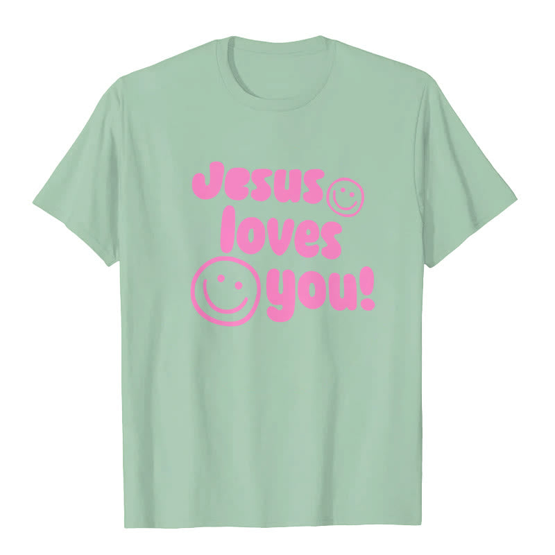 Maglietta Christianartworkshop Jesus Loves You - Verde chiaro - 2XL - image 6
