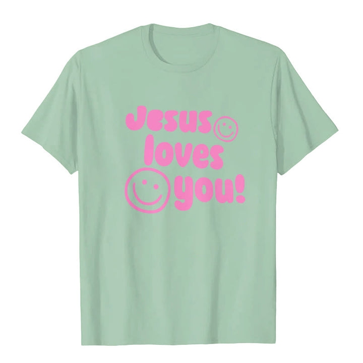 Maglietta Christianartworkshop Jesus Loves You - Verde chiaro - 2XL - image 6