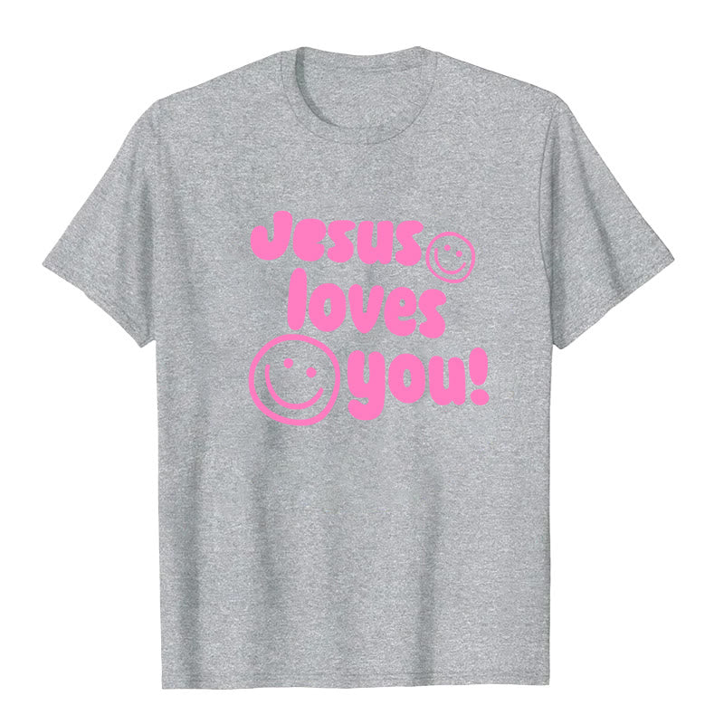Maglietta Christianartworkshop Jesus Loves You - Grigio - 2XL - image 8