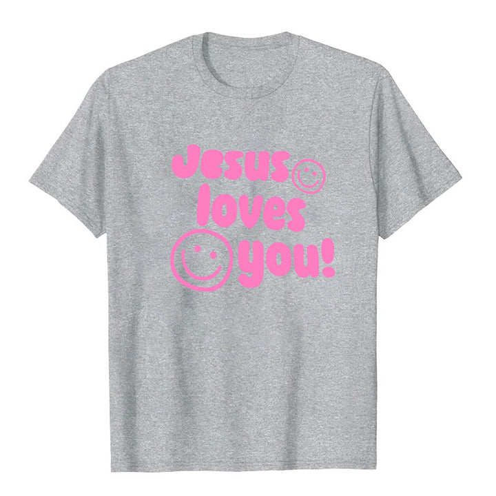 Maglietta Christianartworkshop Jesus Loves You - Grigio - 2XL - image 8