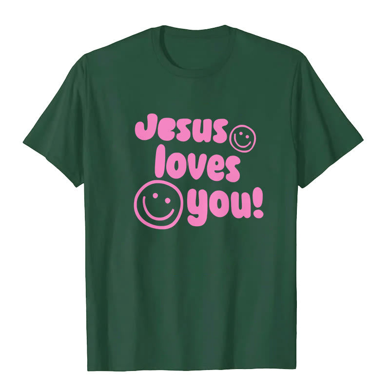 Maglietta Christianartworkshop Jesus Loves You - Verde scuro - 2XL - image 7