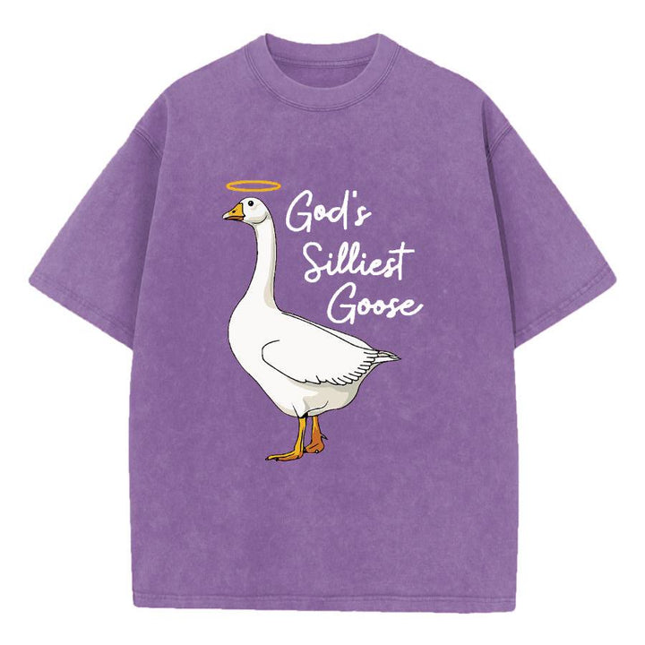Christianartworkshop Maglietta lavata con motivo "Goose" più sciocco di Dio - Viola - 5XL - image 10