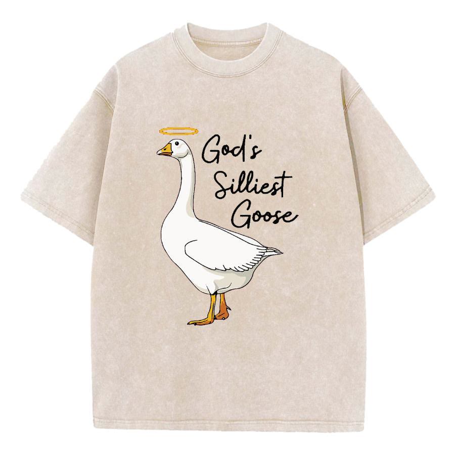 Christianartworkshop Maglietta lavata con motivo "Goose" più sciocco di Dio - Albicocca - 5XL - image 3