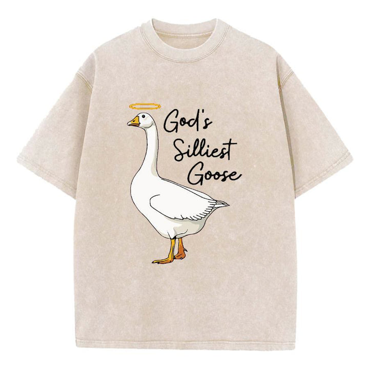 Christianartworkshop Maglietta lavata con motivo "Goose" più sciocco di Dio - Albicocca - 5XL - image 3