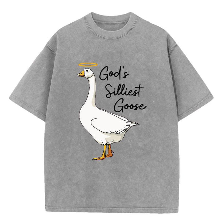 Christianartworkshop Maglietta lavata con motivo "Goose" più sciocco di Dio - Grigio - 5XL - image 2