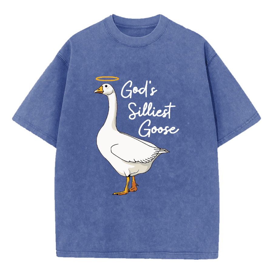 Christianartworkshop Maglietta lavata con motivo "Goose" più sciocco di Dio - Marina - 5XL - image 9