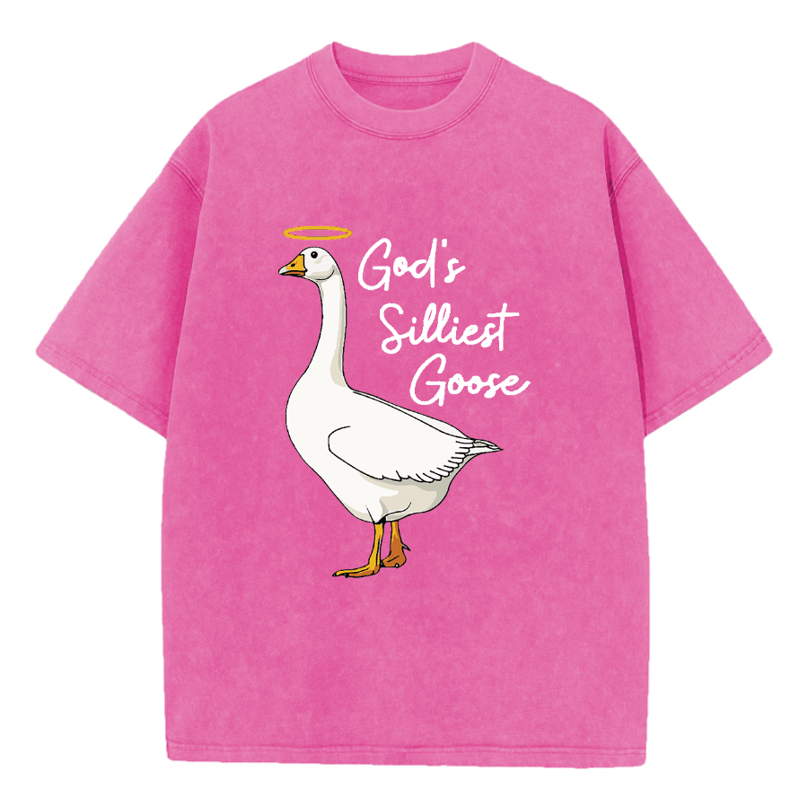 Christianartworkshop Maglietta lavata con motivo "Goose" più sciocco di Dio - Rosa acceso - 5XL - image 1