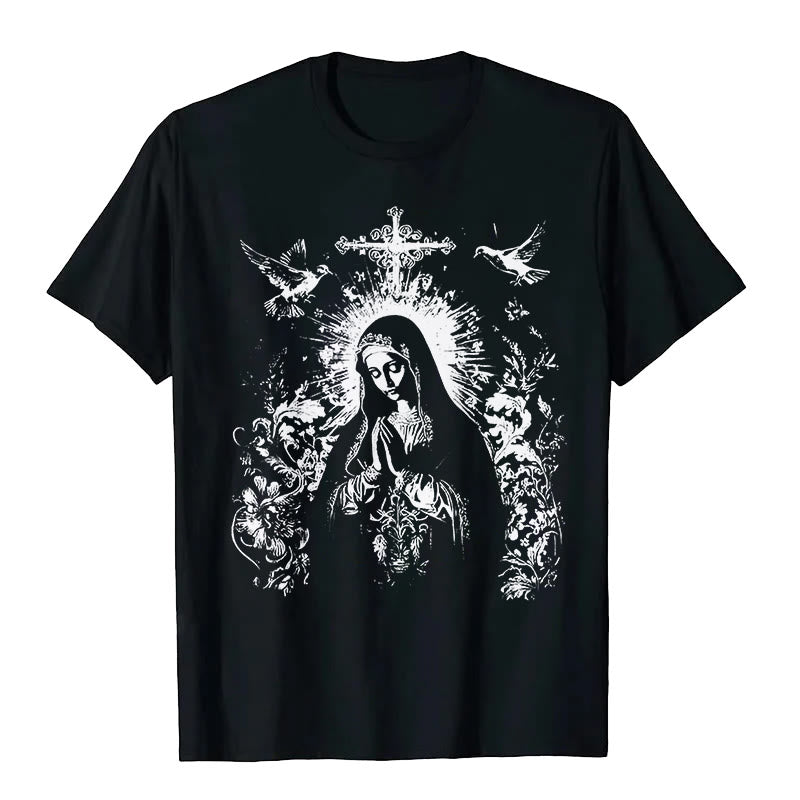 Christianartworkshop Maglietta vintage Maria che prega - Nero - 2XL - image 0
