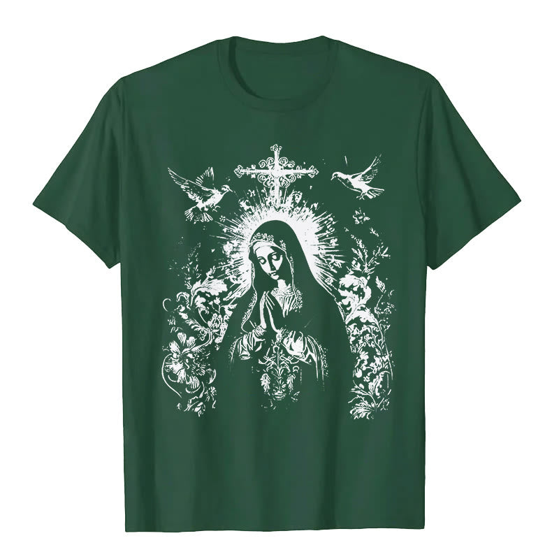 Christianartworkshop Maglietta vintage Maria che prega - Verde scuro - 2XL - image 1