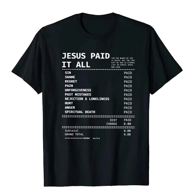 Christianartworkshop Maglietta Jesus Paid It All - Nero - 2XL - image 2