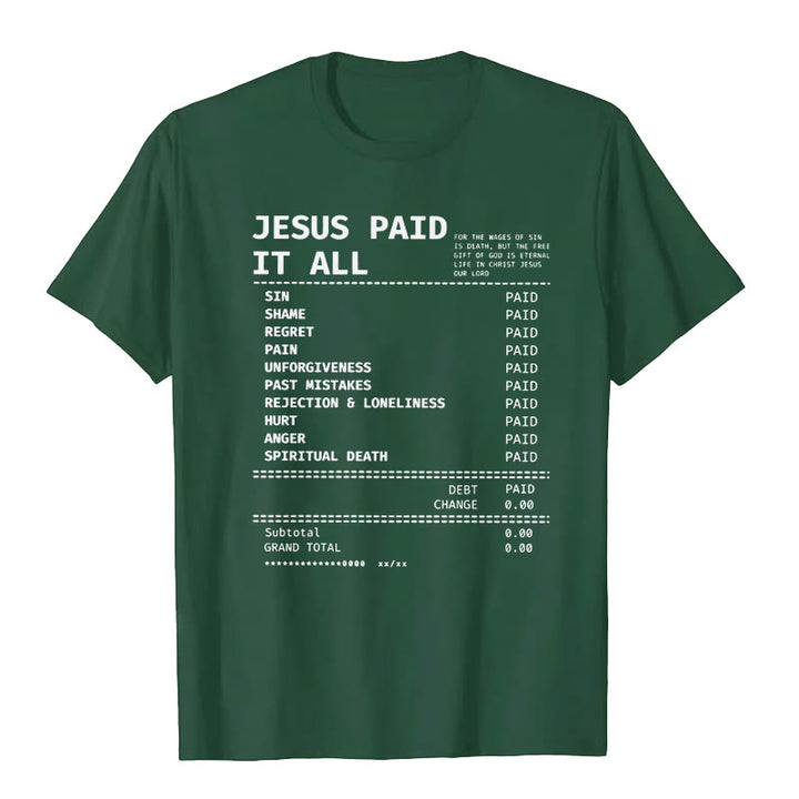 Christianartworkshop Maglietta Jesus Paid It All - Verde scuro - 2XL - image 9