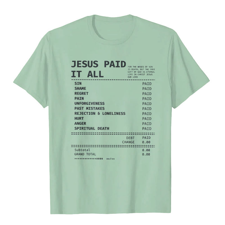Christianartworkshop Maglietta Jesus Paid It All - Verde chiaro - 2XL - image 8