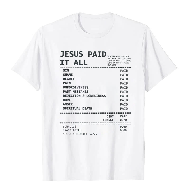 Christianartworkshop Maglietta Jesus Paid It All - Bianco - 2XL - image 0