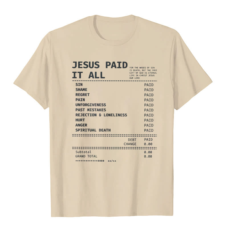 Christianartworkshop Jesus Paid It All - Beige - 2XL - image 4