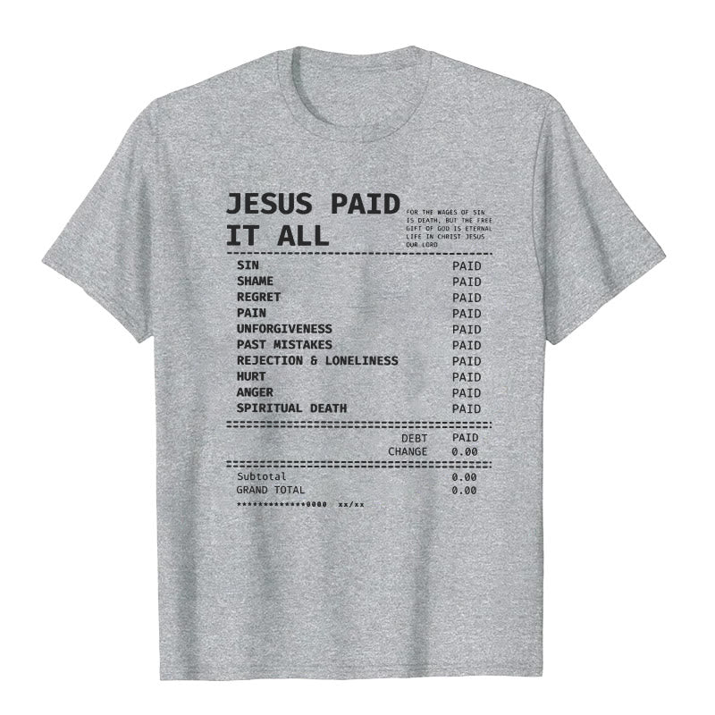 Christianartworkshop Maglietta Jesus Paid It All - Grigio - 2XL - image 10