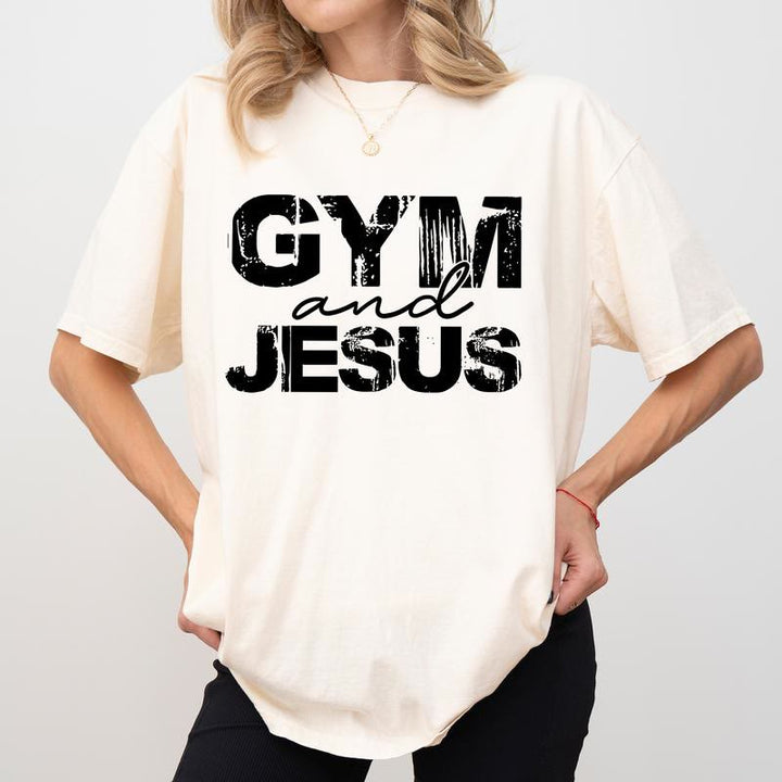 Maglietta Christianartworkshop Gym and Jesus - Beige - 2XL - image 0