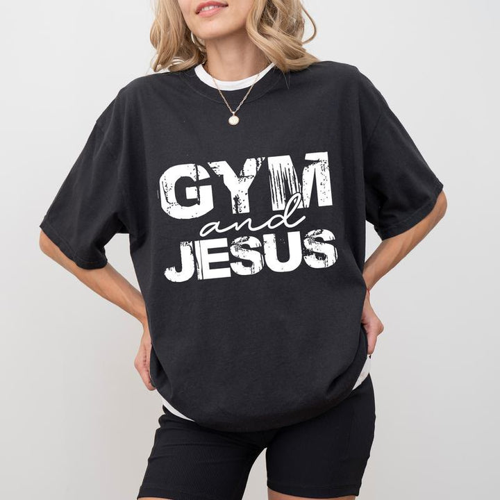 Maglietta Christianartworkshop Gym and Jesus - Nero - 2XL - image 1