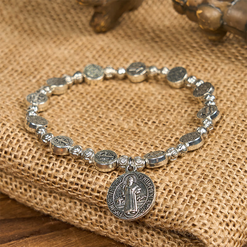 Bracciale con crocifisso di San Benedetto e rosa Christianartworkshop : accessorio cristiano senza tempo per l'espressione quotidiana della fede - image 4