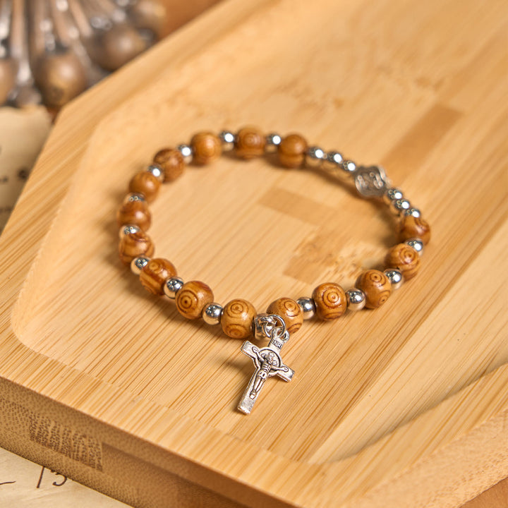 Christianartworkshop Bracciale con icona di Gesù e crocifisso rosa: gioielli spirituali fatti a mano con squisita fattura - image 3