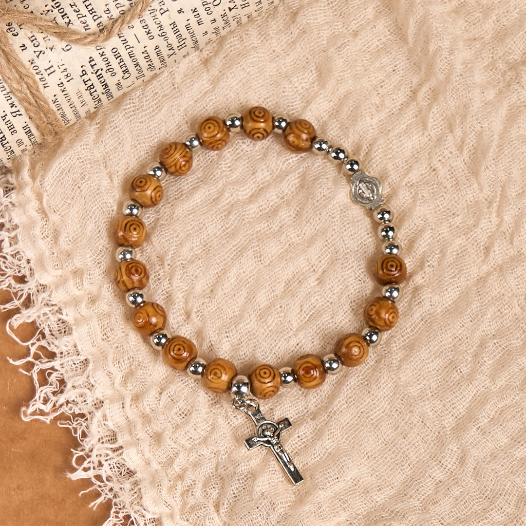 Christianartworkshop Bracciale con icona di Gesù e crocifisso rosa: gioielli spirituali fatti a mano con squisita fattura - image 2