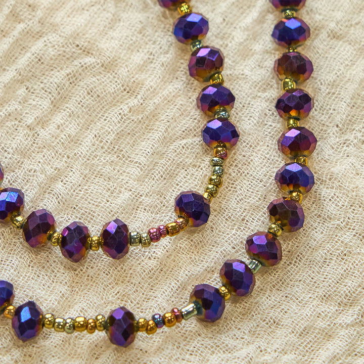 Christianartworkshop Medaglia della Madonna e Crocifisso in vetro viola da 8 mm e rosario di perle di cristallo - image 8