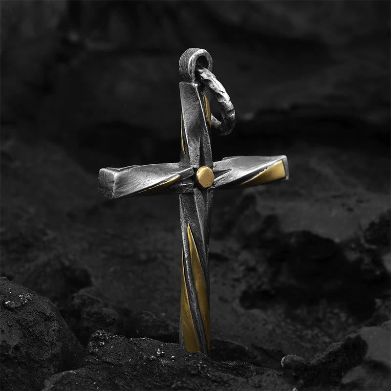 Collana con croce a spirale in argento sterling 925 di Christianartworkshop : un moderno tributo alla fede - Argento Sterling 925 - image 0