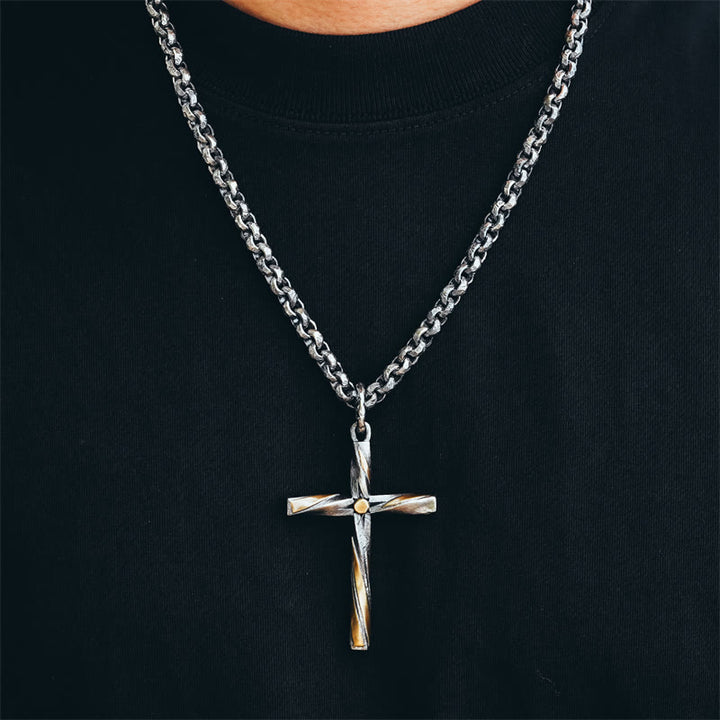 Collana con croce a spirale in argento sterling 925 Christianartworkshop : un moderno tributo alla fede - image 1