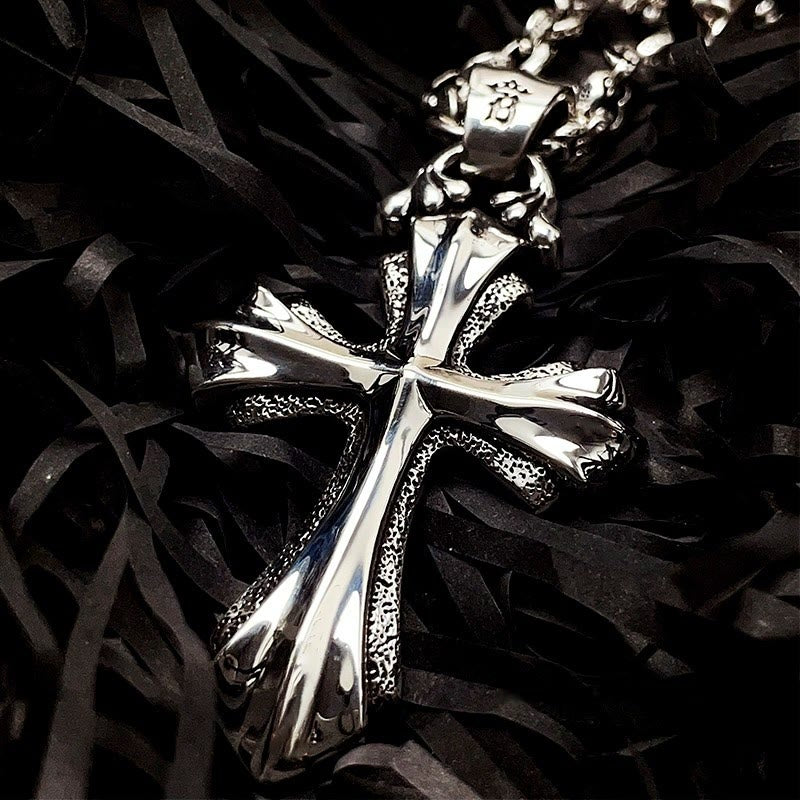 Collana moderna e minimalista con crocifisso in argento sterling 925 di Christianartworkshop : design semplice per i devoti - Argento Sterling 925 - image 0