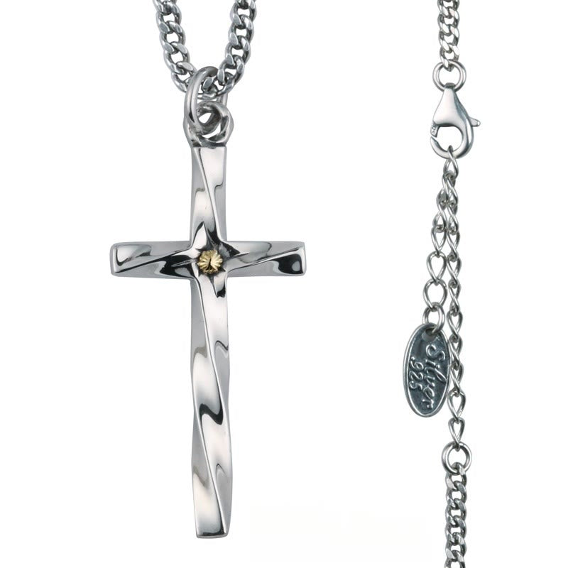 Collana con croce moderna e minimalista in argento sterling 925 Christianartworkshop : elegante mix di fede e moda - image 1