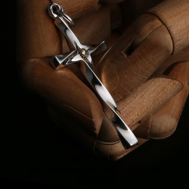Collana con croce moderna e minimalista in argento sterling 925 Christianartworkshop : elegante mix di fede e moda - image 1