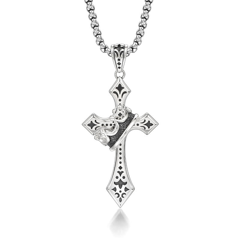 Collana con croce vintage e classica in argento sterling 925 di Christianartworkshop : un lussuoso emblema di fede - Argento - image 1