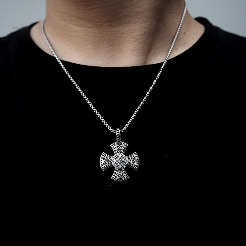 Collana con croce vintage e classica in argento sterling 925 Christianartworkshop : l'eleganza antica incontra il simbolismo spirituale - image 1