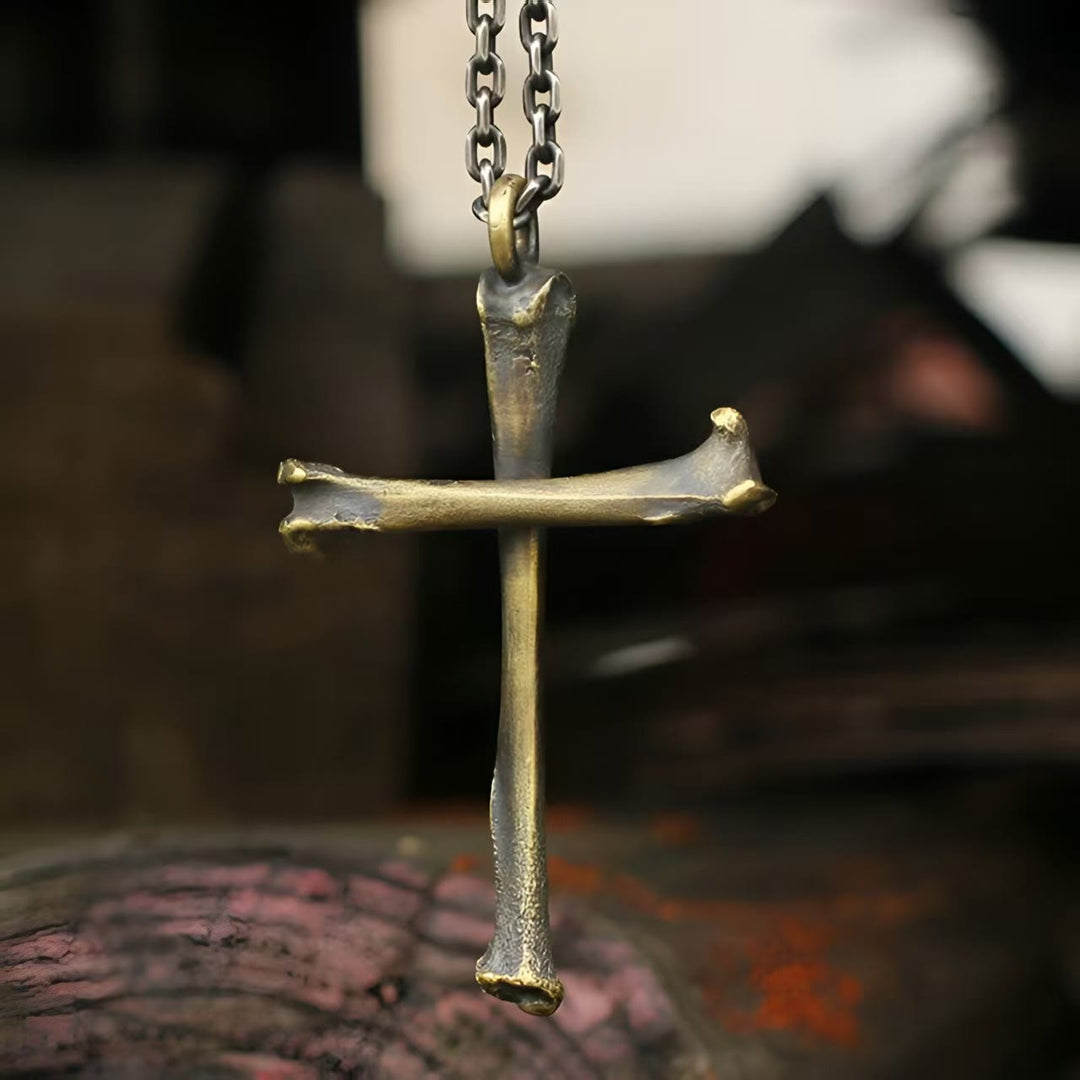 Collana moderna e minimalista a forma di croce in argento sterling 925 Christianartworkshop : personalità nella semplicità - Ottone - image 0