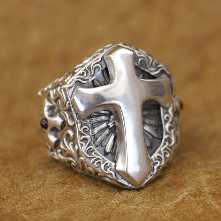 Christianartworkshop Anello con croce divina in argento sterling 925 - Simbolo di connessione spirituale - image 2