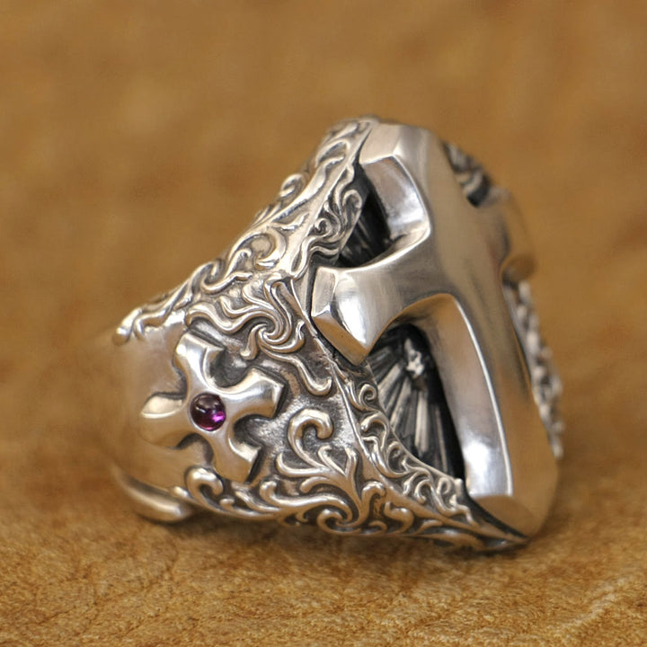 Christianartworkshop Anello con croce divina in argento sterling 925 - Simbolo di connessione spirituale - image 3