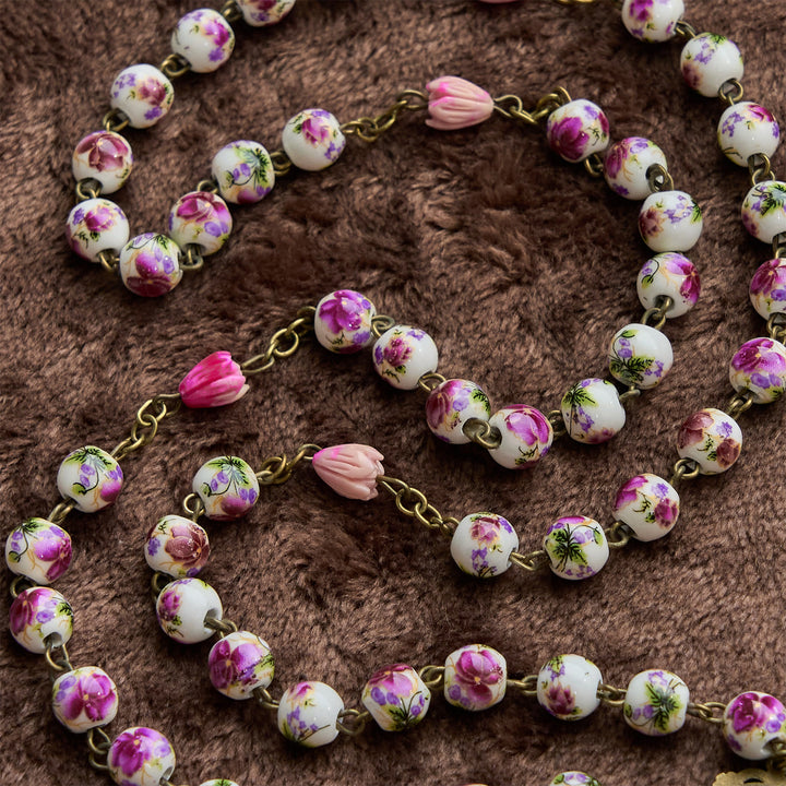 Christianartworkshop FEDE IN PREGHIERA: Rosario fatto a mano con perline in resina floreale e carta regalo - image 8