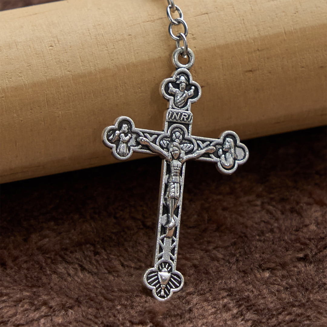 Christianartworkshop FEDE IN PREGHIERA: Rosario fatto a mano con perline di fiori viola e carta regalo - image 10