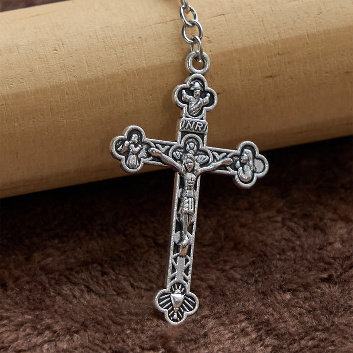 Christianartworkshop FEDE IN PREGHIERA: Rosario fatto a mano con perline di fiori viola e carta regalo - image 10