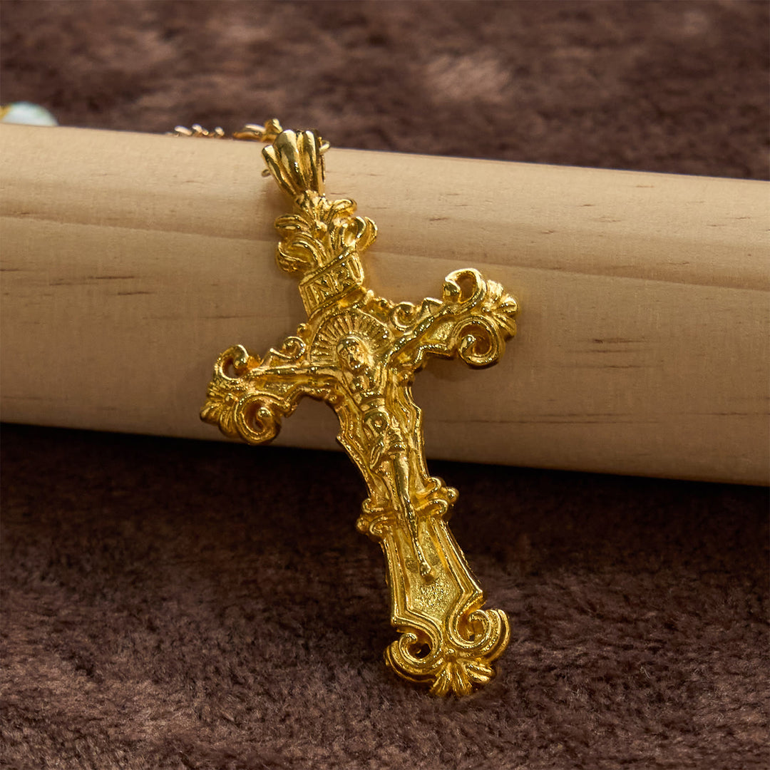 Rosario fatto a mano ispirato ai girasoli Christianartworkshop : una creazione divina con perline floreali gialle - image 6