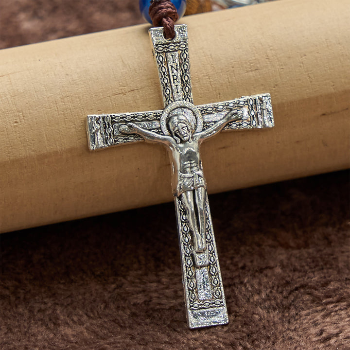 Christianartworkshop FEDE IN PREGHIERA: Rosario fatto a mano in legno di sandalo dorato con la Madonna di Guadalupe - image 6