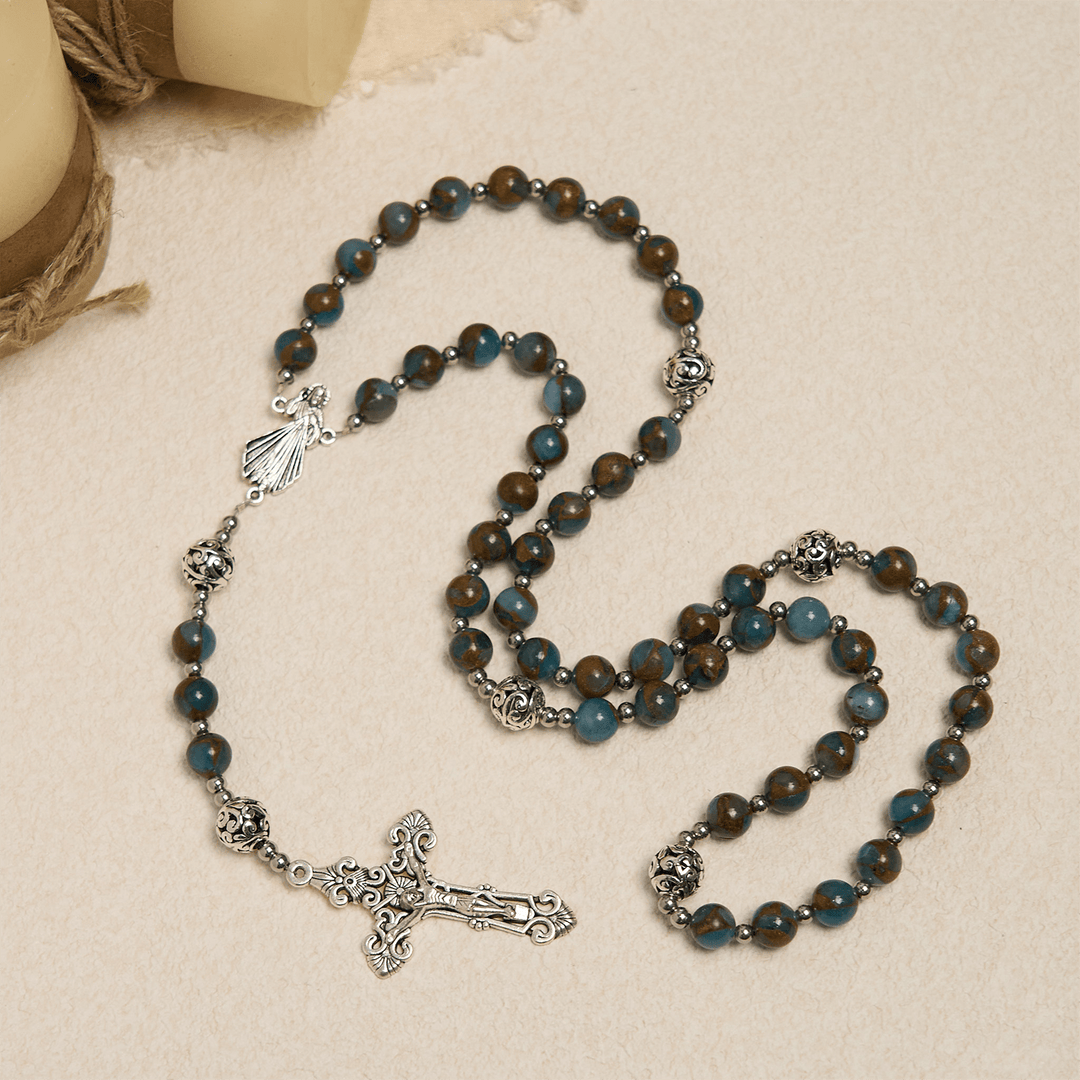 Christianartworkshop Divine - Lago ispirato - Rosario cloisonné blu: l'ancora spirituale di un cristiano - image 5